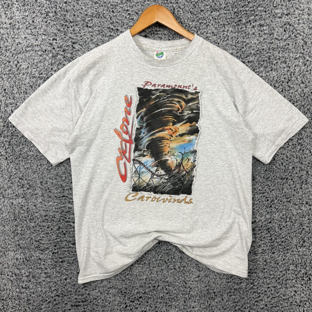 Vintage Carowinds Cyclone Shirt Adult XL Roller Coaster Graphic Tee 90s RARE!